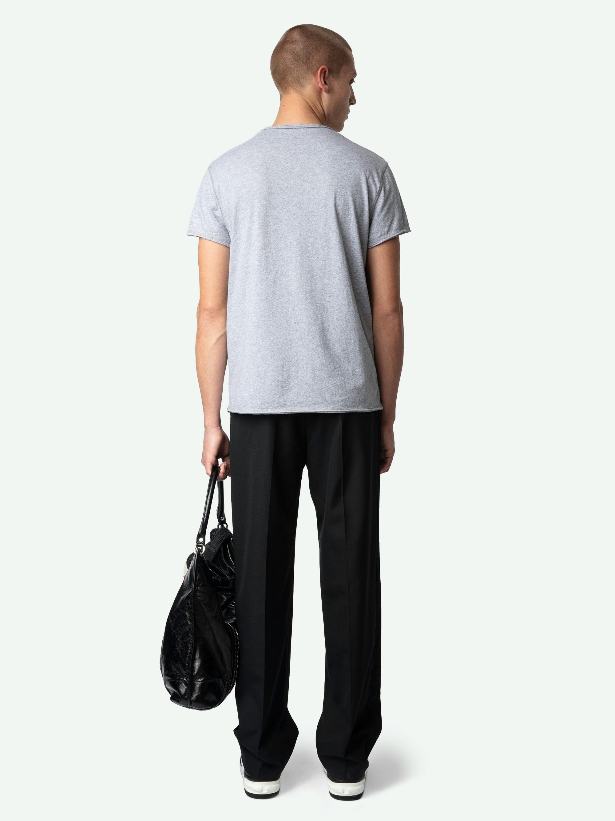 Henley-Shirt Monastir - Henley-Shirt aus meliertem Bio-Baumwolle mit kurzen Ärmeln.